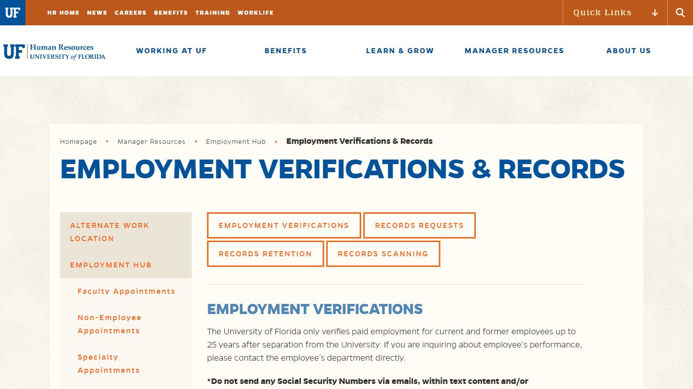 Employment Verifications & Records – UF Human Resources