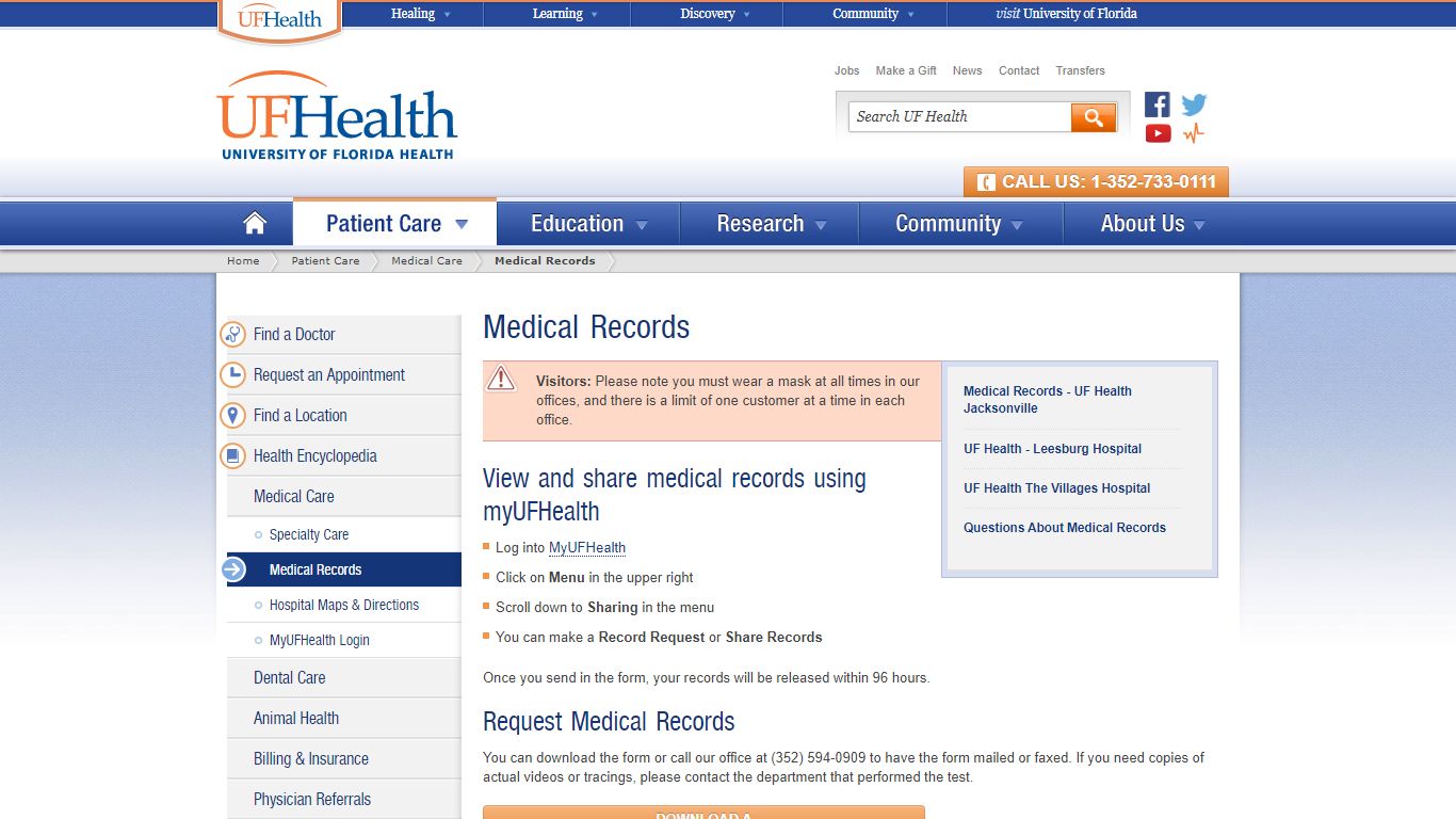 Medical Records | UF Health, University of Florida Health